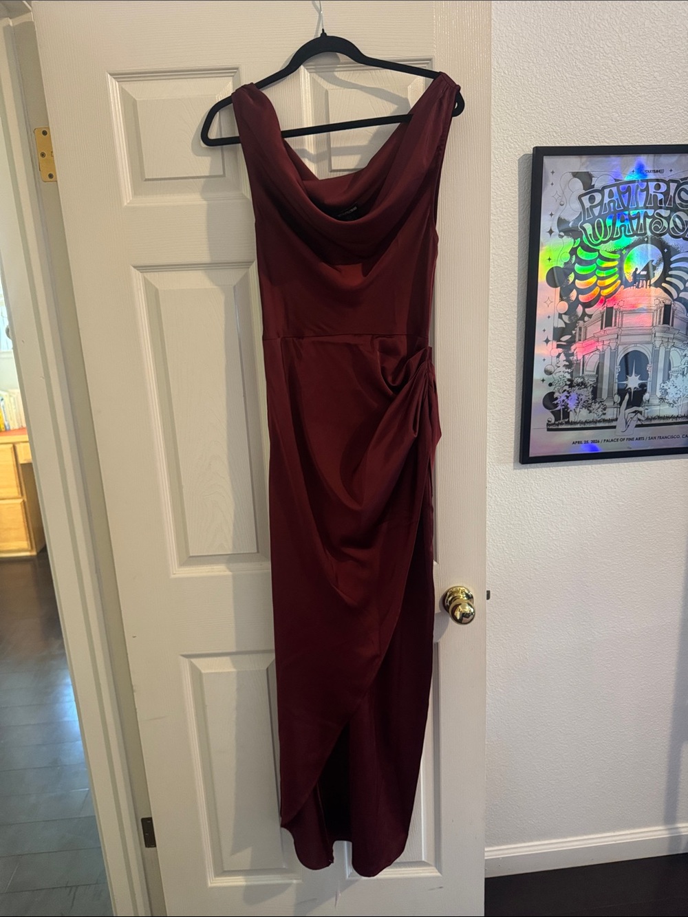 PrettyLittleThing Burgundy Cowl Neck Maxi Dress